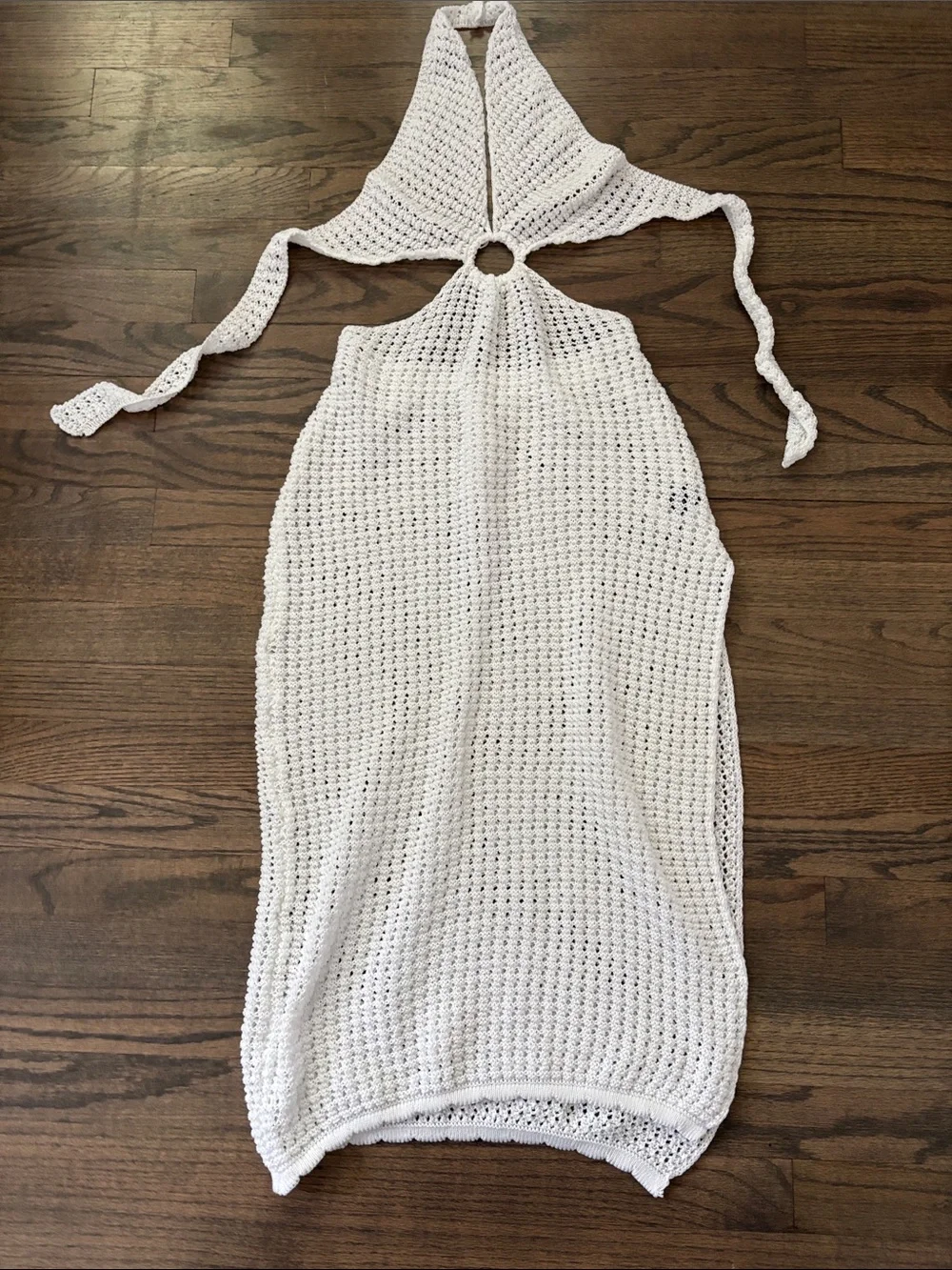 SHEIN White Crochet Halter Swim Coverup